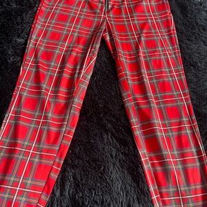 Red plaid leggings